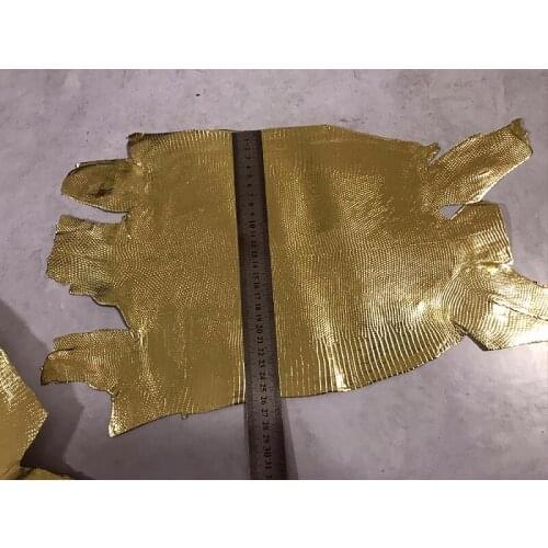 Whole piece big size gold color genuine leather craft Lizard skin