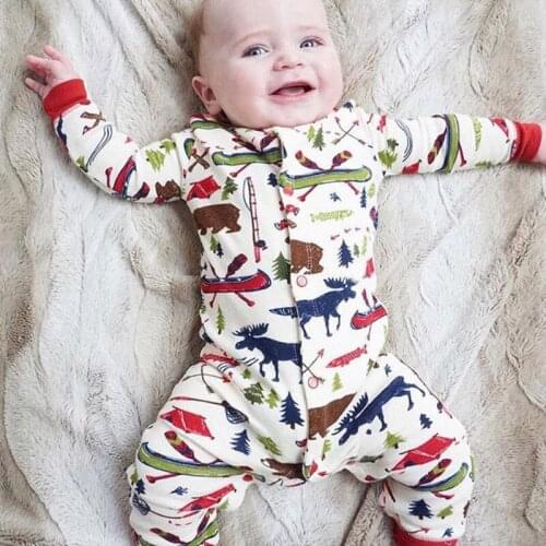 0-24M Christmas Newborn Baby Clothing Kids Boys Girls XMAS Cotton Deer cartoon Romper Cute Jumpsuit Outfits Long sleeve Clothes