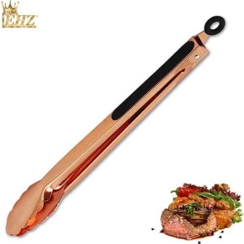 EHZ Cooking Kitchen Tongs Stainless Steel Plating tongs 13" Tongs Silicone Rubber Grips, Metal Food Chef BBQ Tongs Non-Stick