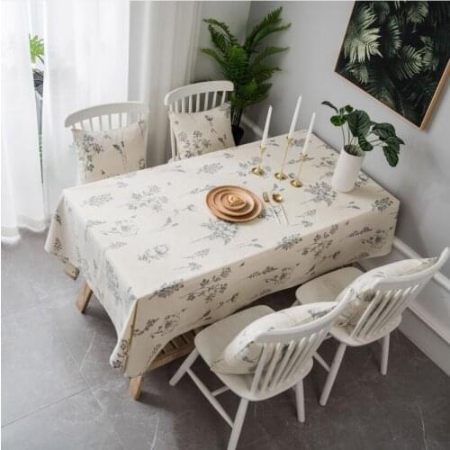 Elegant Bee Floral Flower Table Cloth Cotton Home Decorative Printed Obrus Dustproof Banquet Fridge Cabinet Cover Cloths ZC054