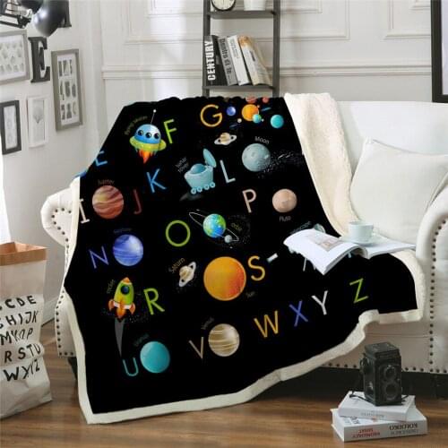 Alphabet Sherpa Fleece Blanket Letters Russian Throw Blanket for Teens Kids Bedding Cartoon Animal Fashion blanket