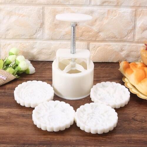 Mooncake Mold 150g Or 200g Hand Press Cookie Stamp Cookie Cutter Pastry Tool Moon Cake Maker with 3D Rose Shaped Pattern