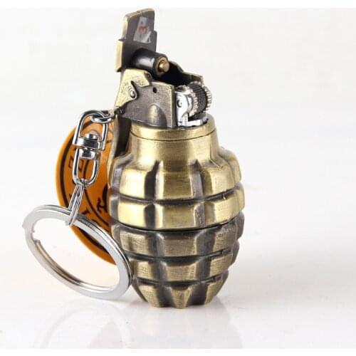 Grenade shape gas lighter Inflatable Fashion cigarette Metal lighters Windproof smoking Grinding Wheel Lighter Outdoor Tools