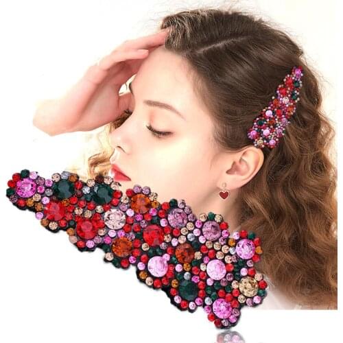 Haimeikang Fashion 1PC Crystal Hairpins Big Hair Clip for Women Girls Rhinestones Bobby Clips Pins Barrette Hair Accessories