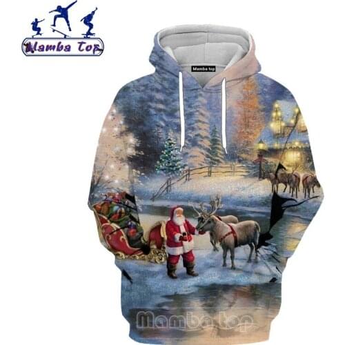 Mamba Top 3D Print Cartoons Santa Claus Hoody Biscuit Christmas Hoodies Men Cute Girl Snowman Fun Women Sweatshirt O Neck Hooded