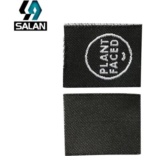 Customized center fold clothing labels custom damask woven garment labels for clothes fabric embroidered sewing tags