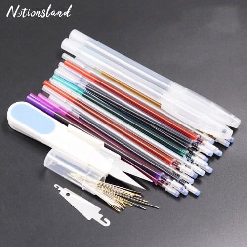 Cross Stitch Tool 20pcs Water Erasable Pens Fabric Markers Refill with Eye Embroidery Needles Needlework Sewing Tool