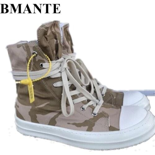 Bmante Men Shoes Canvas Denim Camouflage Trainers Sneakers Dark Goth Owen Mens Sneakers High Ankle Shoes For Women Hip Hop