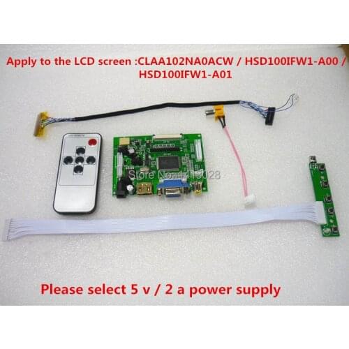 HDMI + 2AV+ VGA LCD Driver Controller Board Kit for Panel CLAA102NA0ACW / HSD100IFW1-A00 /HSD100IFW1-A01 1024*600