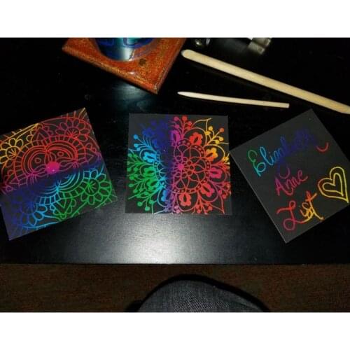 100PCS Rainbow Scratch Art Mini Notes With Wooden Stylus Scraping Drawing Toys Arts And Crafts For Girls Stocking Stuffers Art