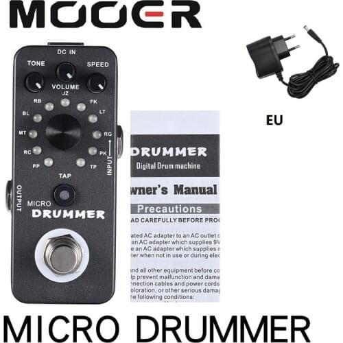 MOOER MICRO DRUMMER Guitar Pedal Digital Drum Machine Guitar Effect Pedal Tap Tempo Function True Bypass Full Metal Shell