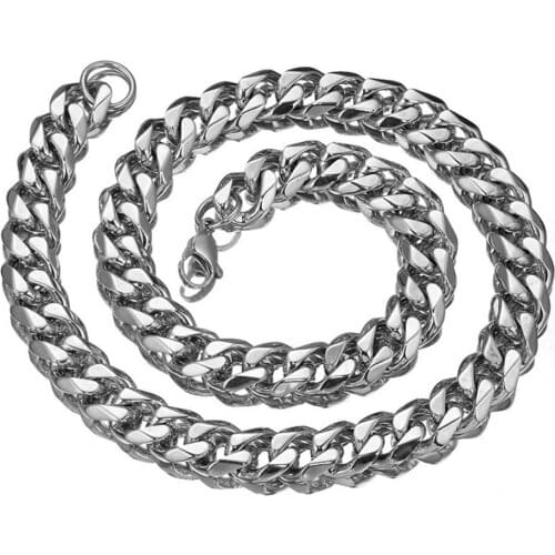 New Arrive Mens Top Quality Silver Stainless Steel Curb Chain Link Necklace or Bracelet 7-40in for Fathers Gift