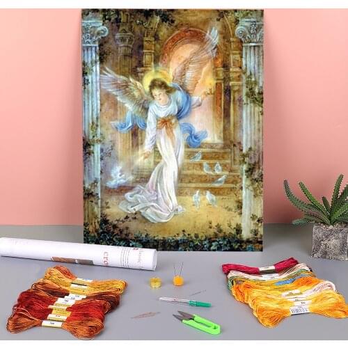 Angel Butterfly Printed 11CT Cross-Stitch Set DIY Embroidery DMC Threads Needlework Knitting Painting Sewing Mulina Decor