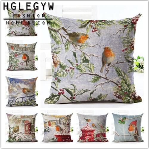 Christmas Day Cotton Linen Pillow Case Throw Pillowcase Cotton Linen Printed Pillow Covers Office Home Textile Letter Leaf