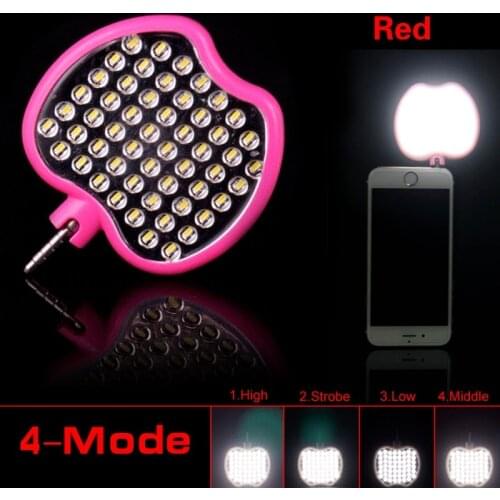 Portable 4 Mode Universal Light Mobile Phone Lens 54 LED Apple Shape Fill Flash High Brightness Light Lamp Only 3.5mm socket
