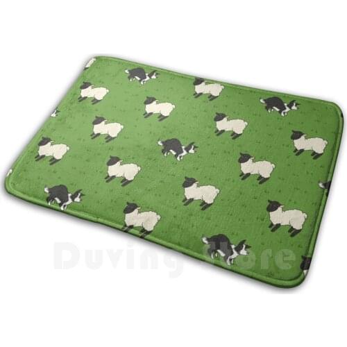 Come Bye - B&W Dog And Black Sheep Soft Non-Slip Mat Rug 37 Carpet Cushion Sheepdog Border Collie Border Collies Herding