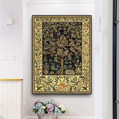 Retro Posters and Prints Life Tree Landscape Oil Painting on Canvas Vintage Wall Art Picture for Living Room Cuadros Decorative