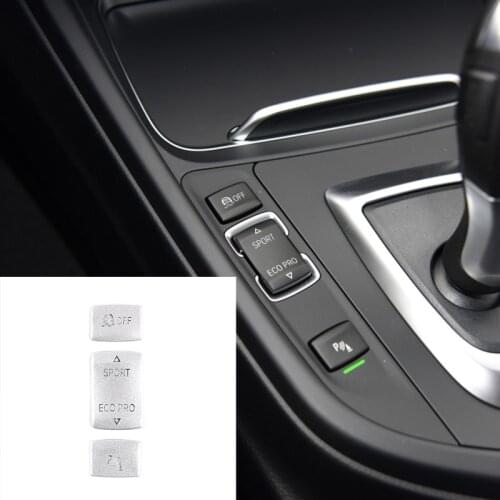 For BMW 2 3 4 Series 3 Series GT Driving Mode Button Sticker Silver Alloy 3 Pcs Modification Accessories
