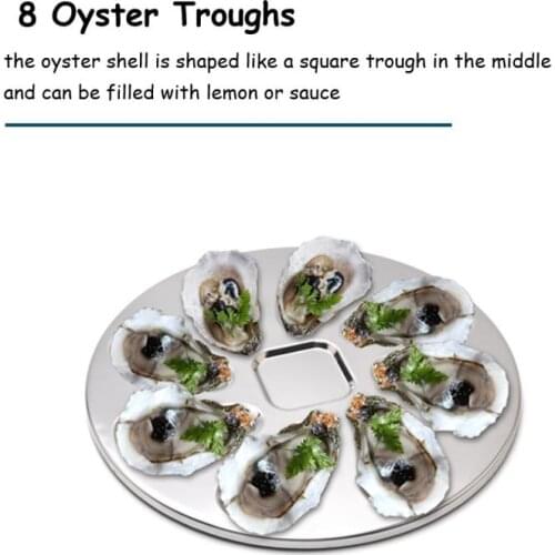 Stainless Steel Oysters Dinner Plate 8 Slots Oyster Serving Grilling Panfor Restaurant Bar Oysters Sauce Lemons Seafood Tray