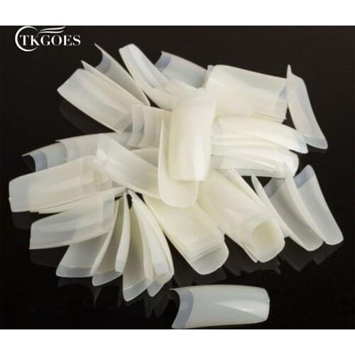 TKGOES 500 PCS WHITE FALSE ACRYLIC UV GEL HALF FRENCH TIPS NAIL ART 10 SIZE HALF FALSE NAILS DIY FINGER