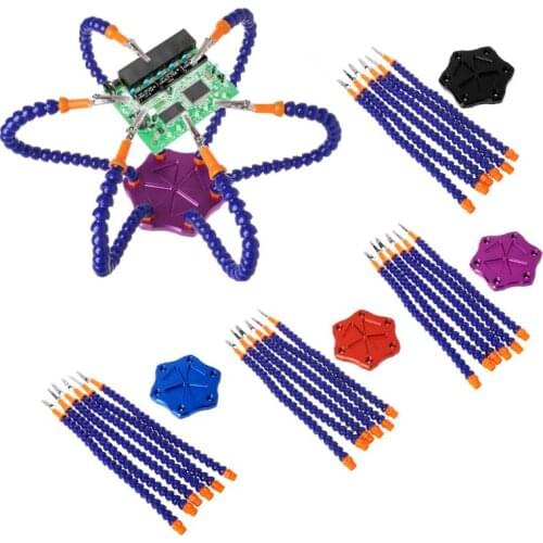 Multi soldering helping Hands Third Hand Solder Tool Flexible Six Arm whit USB Fan magnifying glass for RC Drone Assembly Repair
