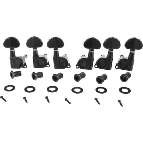 Wilkinson 3R3L E-Z-LOK Guitar Tuners Machine Heads Tuning Pegs Keys Set for Electric or Acoustic Guitar, Black