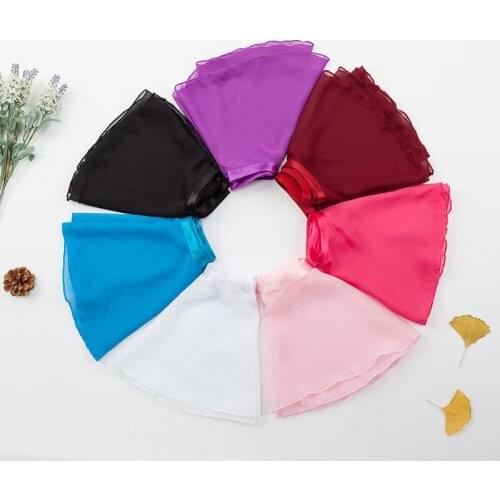 7 colors Ballet Wrap Over Scarf Dance Leotard Skate Tutu Skirt Chiffon Apron Sheer Skirt With Waist for Stage Performance D012