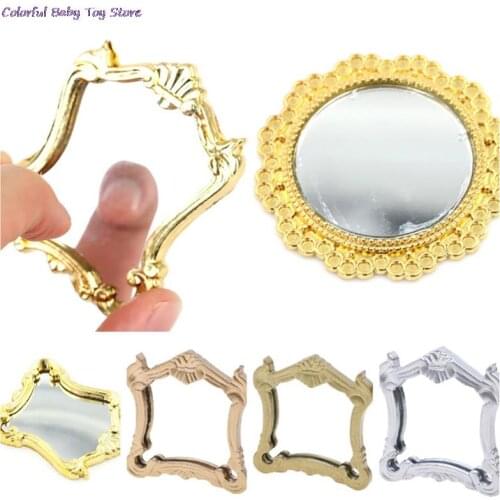 1pc 1/12 Miniature Dollhouse Furniture European Frame Mirror Doll House Miniatures 1:12 Accessories 1:12 Plastic Mirror