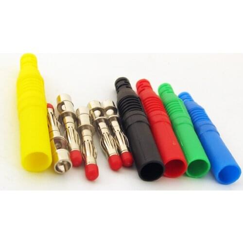 10 sets 5 colors 4mm Brass Insulated Banana Plug Shrouded Cable Plug Connector