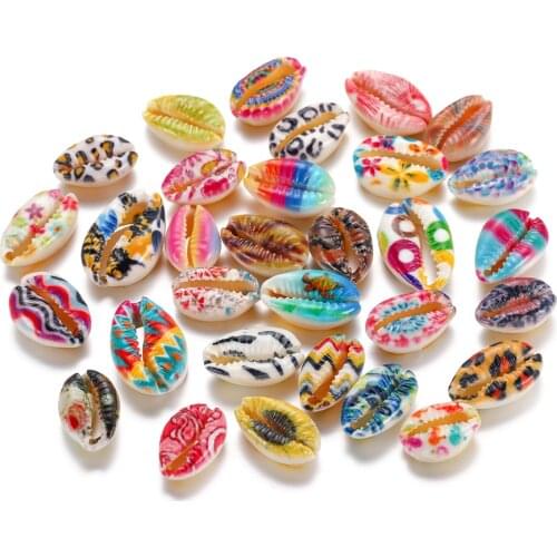 10Pcs/Lot Colorful Printing Conch Beads Color Natural Sea Shells Beads For DIY Jewelry Making Findings Accessories Supplies