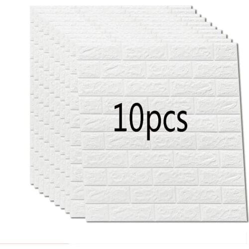 70*70cm 10Pcs 3D Brick Wall Stickers DIY Decor Self-Adhesive Waterproof Wallpaper For Kids Room Bedroom White Wall Sticker Brick