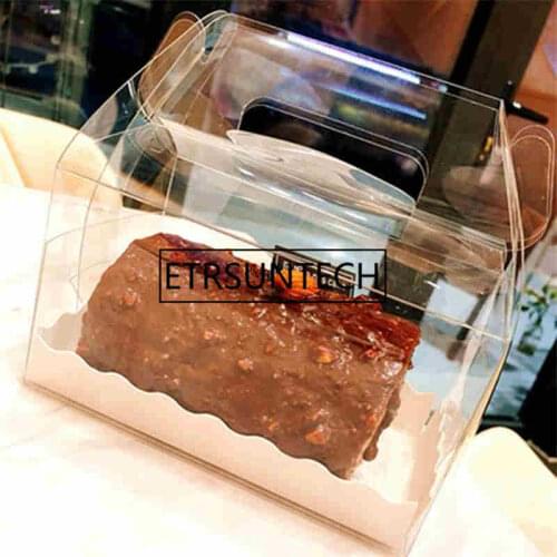 100pcs Clear Cake Box Biscuits Candy Packaging Chocolate Cake Party Decorating Gift Boxes Bags With Handle