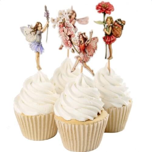 144pcs Flower Fairy Pixie Cupcake Cake Topper Pick Party Cake Decor