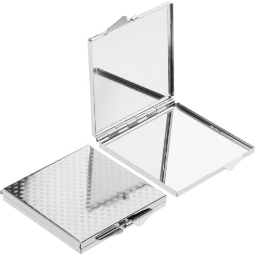 2 Pieces Silver Travel Lightweight Make Up Mirror Cosmetic Folding Portable Compact Pocket Mirrors