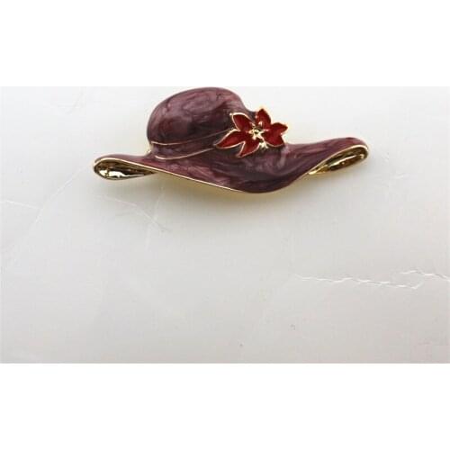 2020 European and American style retro handmade Enamel painted color picture sun hat shaped fashion brooch