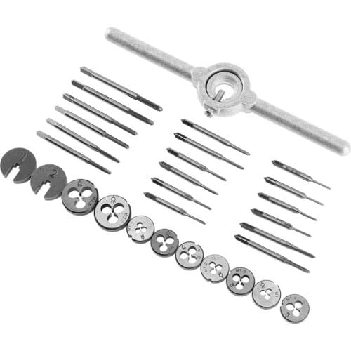 30pcs/lot precise Metric NC Screw Tap & Die External Thread Cutting Tapping Hand Tool Kit with 6542 HSS Screw Plugs Taps