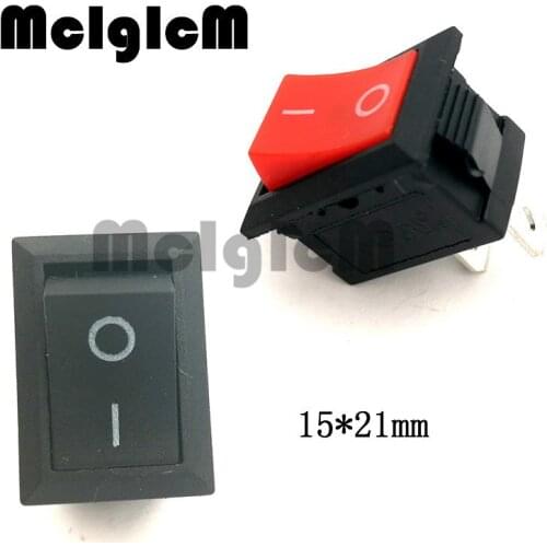 30pcs Mini Boat Rocker Switch 2 Pin on-off switch 6A 250V AC / 10A 125V AC 15*21MM I/O SPST Snap Switches Black and Red