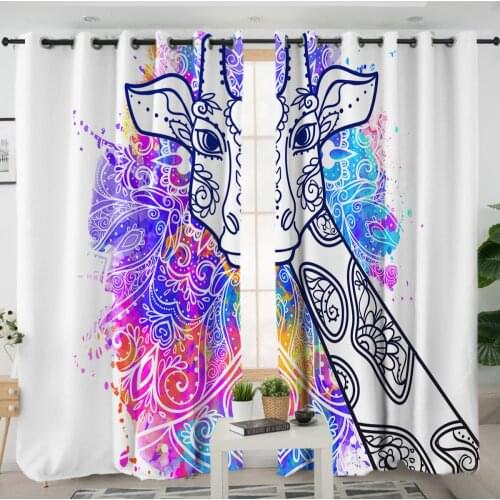 3D Window Curtains Cortinas De Dormitorio Giraffe Boho Room Home Decor Rideau De Fenetre Drapes Cotinas Rideau Salon