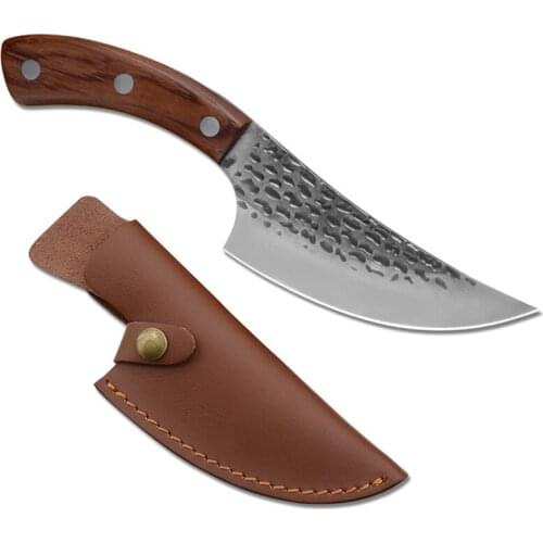 5.5" Serbian Chef Knife Handmade Forged Outdoor Hunting Knife Stainless Steel Kitchen Knife Meat Cleaver Boning Butcher Knife