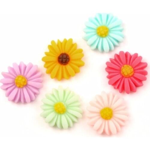 50Pcs Resin Flower Decoration Crafts Cute Kawaii Beads Flatback Cabochon Embellishments For Scrapbooking DIY Accessories
