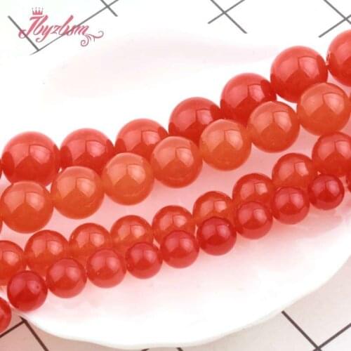 6,8,10,12mm Round Orange Jades Beads Ball Smooth Loose Stone Beads For DIY Necklace Bracelets Earring Jewelry Making Strand 15"