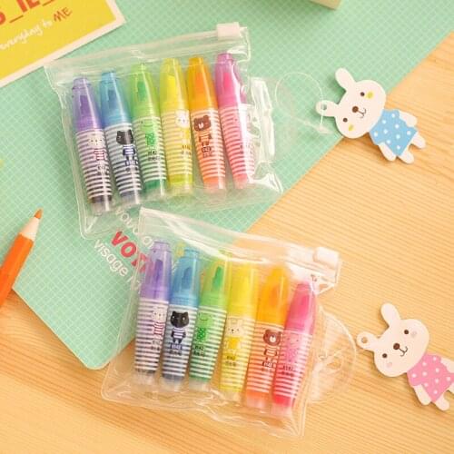 72 Pcs/Lot Mini Color Highlighter Pen Cute Animal Family Book Marker Office Accessories Stationery School Supplies E6975