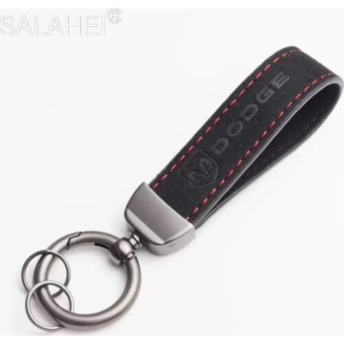 Car Keychain Suede Leather Key Ring Chain For Dodge Challenger Charger Caliber Journey Ram 1500 2500 3500 Nitro Auto Accessories