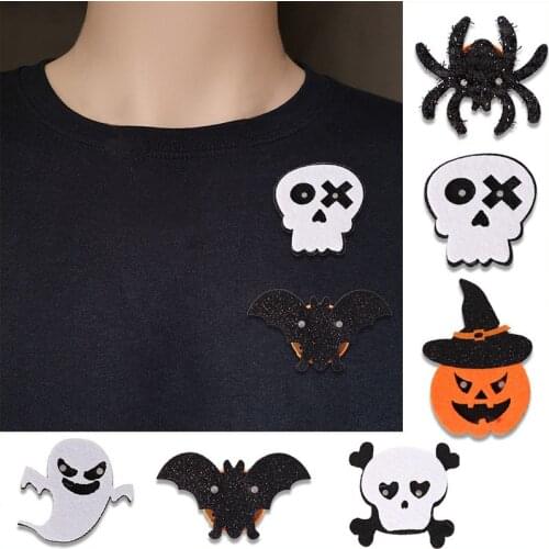 Halloween Pumpkin Brooch Led Ghost Bat Spider Decoration Brooch Cartoon Pins Badge Diy Hair Bow Accessories Halloween Decoration