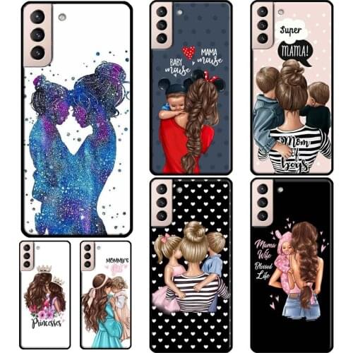 Beautiful Mother Daughter Son Phone Case For Samsung Galaxy S21 S20 Ultra Note 20 Note 10 S8 S9 S10 Plus S20 FE Cover