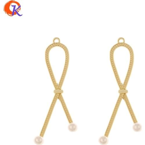 Cordial Design 100Pcs 13*56MM Jewelry Accessories/Hand Made/Charms/Imitation Pearl/Tie Knot Shape/Earring Findings/DIY Pendant