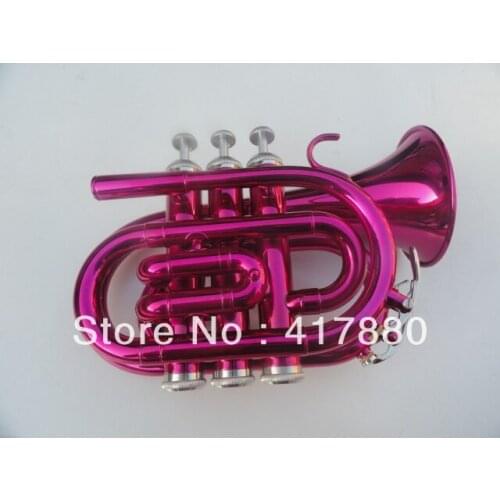 Rose Red High Quality Bb Pocket Trumpet New Arrival Pocket Trumpet Musical Instrument With Case Free Shipping