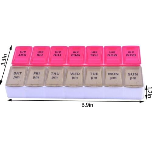 Portable 14 Grids 7 Day Weekly Pill Case Medicine Tablet Dispenser Organizer Pill Box Splitters Pill Storage Organizer Container