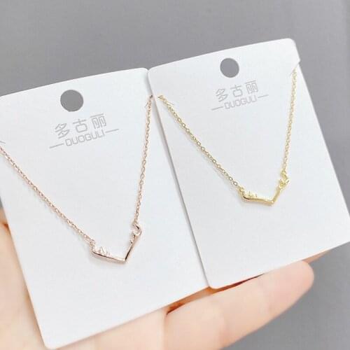 Korean Fashion Women Necklace Animal Elk Pendant Antlers Necklace Clavicle Chain Jewelry