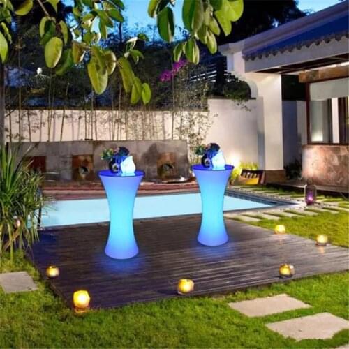 Creative Colorful LED Cocktail Bar Table plastc KTV Coffee Table Remote Control Color Change Commercial Furniture supplies